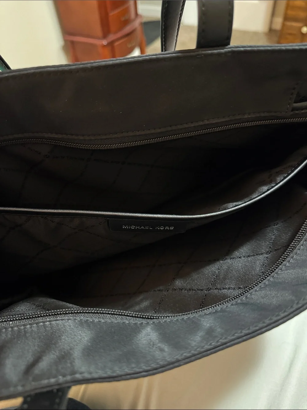 Michael Kors Black Nylon Laptop Tote with Front Pocket